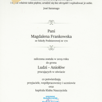  , Magdalena Frankowska - Anioł Oświaty